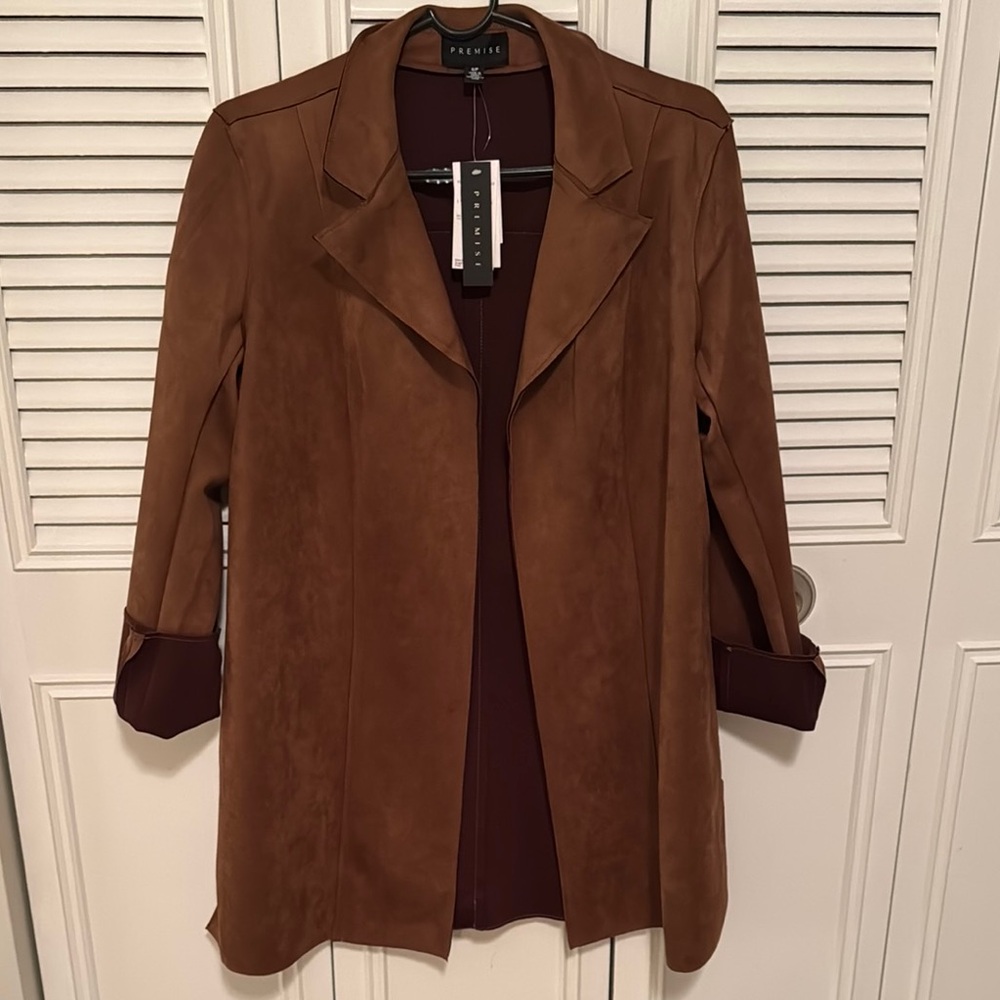 Premise Brown Jacket Luxurious Suede-Like Texture
